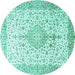 Round Persian Turquoise Traditional Rug, tr3481turq