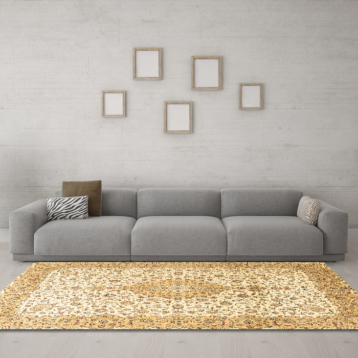 Machine Washable Persian Brown Traditional Rug in a Living Room,, wshtr3481brn