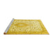 Sideview of Machine Washable Persian Yellow Traditional Rug, wshtr3481yw