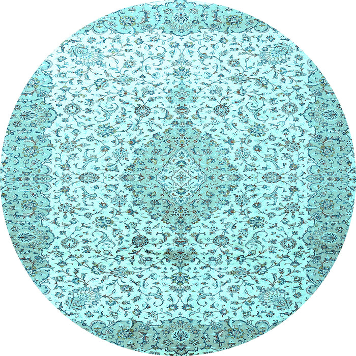 Round Machine Washable Persian Light Blue Traditional Rug, wshtr3481lblu