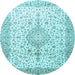 Round Machine Washable Persian Light Blue Traditional Rug, wshtr3481lblu