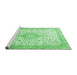 Sideview of Machine Washable Persian Emerald Green Traditional Area Rugs, wshtr3481emgrn