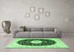 Machine Washable Persian Green Traditional Area Rugs in a Living Room,, wshtr3482grn