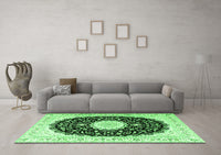 Machine Washable Persian Green Traditional Rug, wshtr3482grn