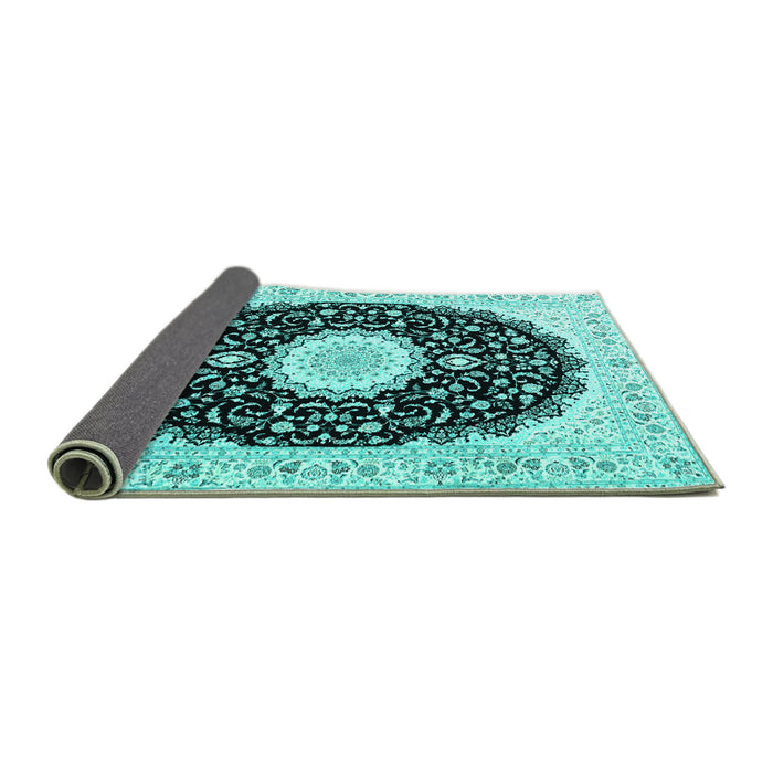 Sideview of Persian Turquoise Traditional Rug, tr3482turq