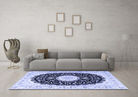 Machine Washable Persian Blue Traditional Rug, wshtr3482blu