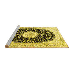 Sideview of Machine Washable Persian Yellow Traditional Rug, wshtr3482yw