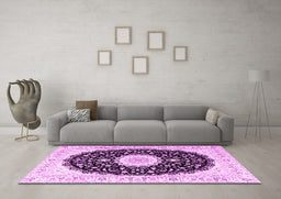 Machine Washable Persian Pink Traditional Rug in a Living Room, wshtr3482pnk