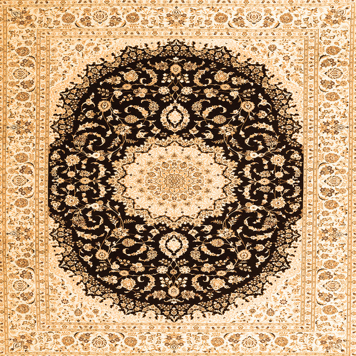 Round Machine Washable Persian Orange Traditional Area Rugs, wshtr3482org