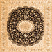 Round Machine Washable Persian Orange Traditional Area Rugs, wshtr3482org