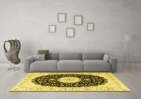 Machine Washable Persian Yellow Traditional Rug, wshtr3482yw