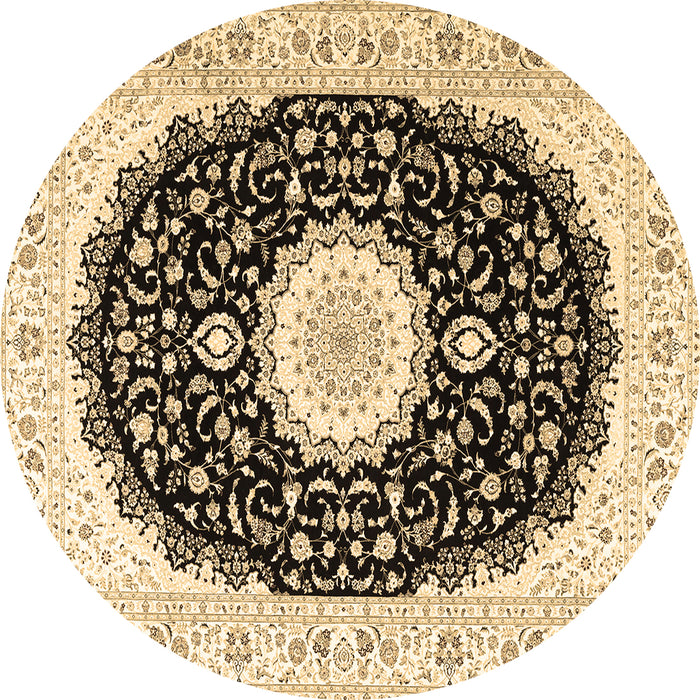 Round Persian Brown Traditional Rug, tr3482brn