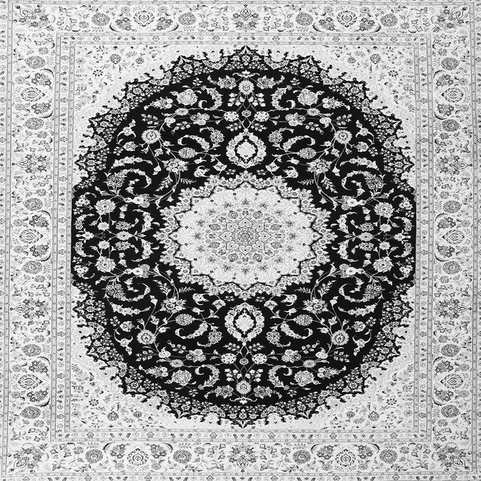 Round Machine Washable Persian Gray Traditional Rug, wshtr3482gry