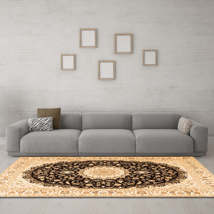 Machine Washable Persian Orange Traditional Area Rugs in a Living Room, wshtr3482org