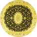 Round Persian Yellow Traditional Rug, tr3482yw