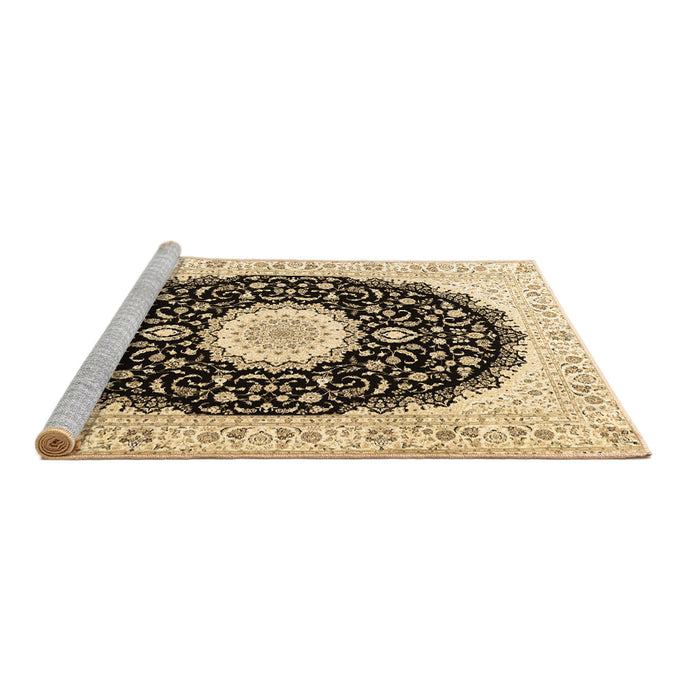 Sideview of Machine Washable Persian Brown Traditional Rug, wshtr3482brn