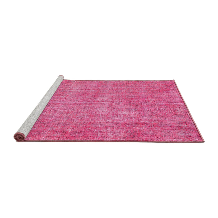 Sideview of Machine Washable Traditional Deep Pink Rug, wshtr3483