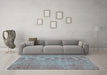 Machine Washable Persian Turquoise Bohemian Area Rugs in a Living Room,, wshtr3483turq