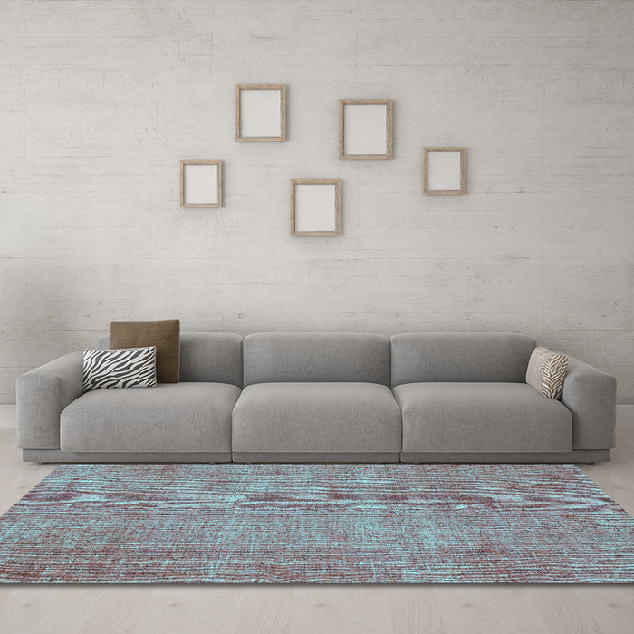 Machine Washable Persian Turquoise Bohemian Area Rugs in a Living Room,, wshtr3483turq