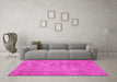 Machine Washable Persian Pink Bohemian Rug in a Living Room, wshtr3483pnk