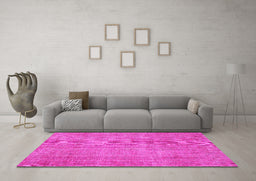 Machine Washable Persian Pink Bohemian Rug in a Living Room, wshtr3483pnk