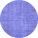 Round Persian Blue Bohemian Rug, tr3483blu