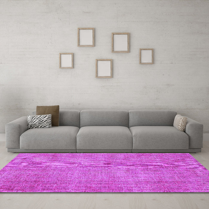 Machine Washable Persian Purple Bohemian Area Rugs in a Living Room, wshtr3483pur