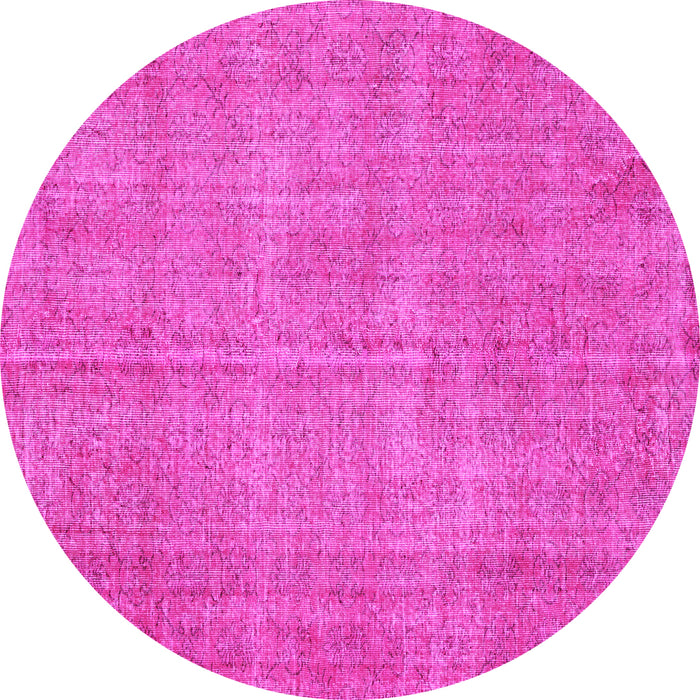 Round Machine Washable Persian Pink Bohemian Rug, wshtr3483pnk