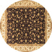 Round Machine Washable Persian Brown Traditional Rug, wshtr3484brn