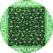 Round Machine Washable Persian Emerald Green Traditional Area Rugs, wshtr3484emgrn