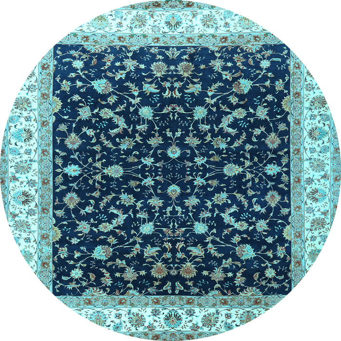 Round Persian Light Blue Traditional Rug, tr3484lblu