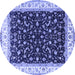 Round Machine Washable Persian Blue Traditional Rug, wshtr3484blu