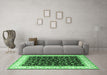 Machine Washable Persian Emerald Green Traditional Area Rugs in a Living Room,, wshtr3484emgrn