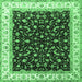 Square Machine Washable Persian Emerald Green Traditional Area Rugs, wshtr3484emgrn