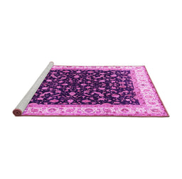 Sideview of Machine Washable Persian Pink Traditional Rug, wshtr3484pnk