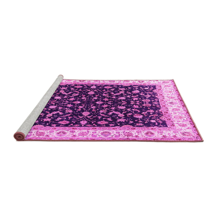 Sideview of Machine Washable Persian Pink Traditional Rug, wshtr3484pnk