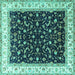 Square Machine Washable Persian Turquoise Traditional Area Rugs, wshtr3484turq