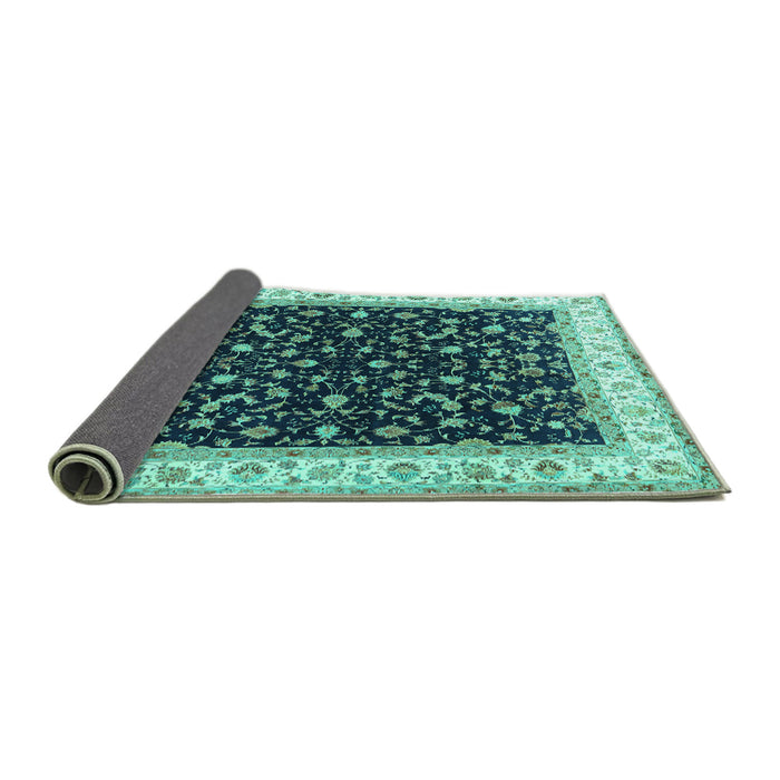 Sideview of Persian Turquoise Traditional Rug, tr3484turq