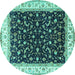 Round Machine Washable Persian Turquoise Traditional Area Rugs, wshtr3484turq