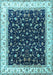 Machine Washable Persian Light Blue Traditional Rug, wshtr3484lblu