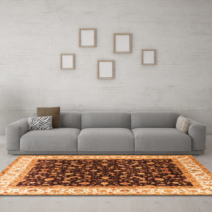 Machine Washable Persian Orange Traditional Area Rugs in a Living Room, wshtr3484org