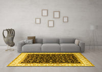 Machine Washable Persian Yellow Traditional Rug, wshtr3484yw