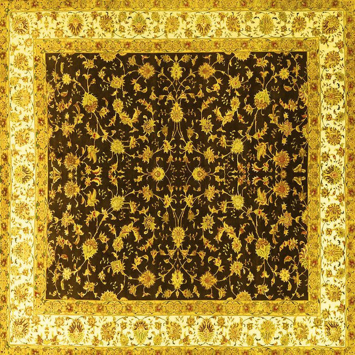 Square Persian Yellow Traditional Rug, tr3484yw