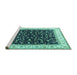 Sideview of Machine Washable Persian Turquoise Traditional Area Rugs, wshtr3484turq