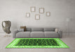 Machine Washable Persian Green Traditional Area Rugs in a Living Room,, wshtr3484grn