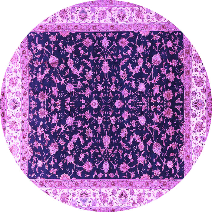 Round Persian Purple Traditional Rug, tr3484pur