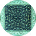 Round Persian Turquoise Traditional Rug, tr3484turq