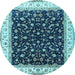 Round Machine Washable Persian Light Blue Traditional Rug, wshtr3484lblu