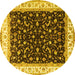 Round Machine Washable Persian Yellow Traditional Rug, wshtr3484yw