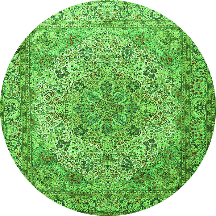 Square Persian Green Traditional Rug, tr3485grn
